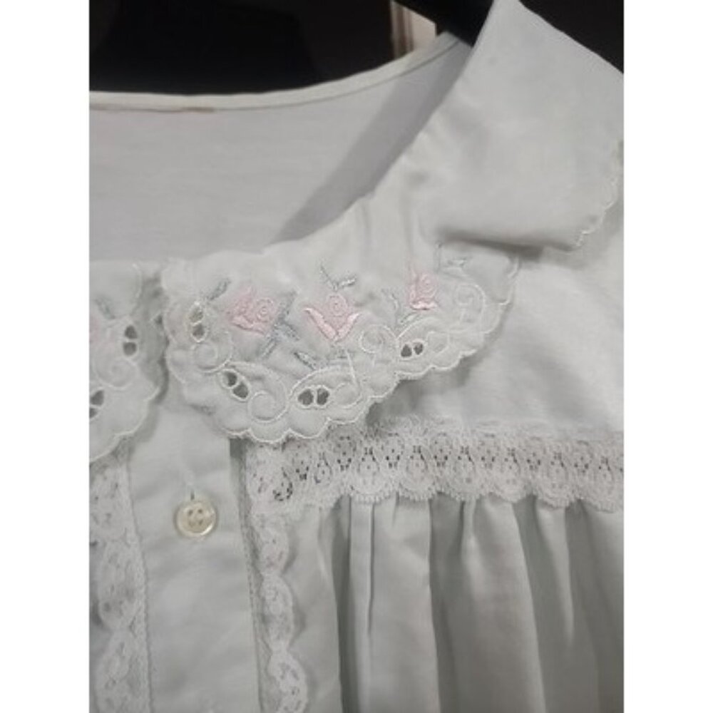 Beautiful Bridal‎ Mint Green Satin Nightgown with Pink Embroidery Vintage Dress - Picture 4 of 16